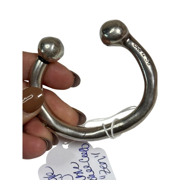 UNO de 50 Handcrafted Silver-Plated Rigid Bangle Cuff Bracelet Ball End Spain - Picture 3 of 9